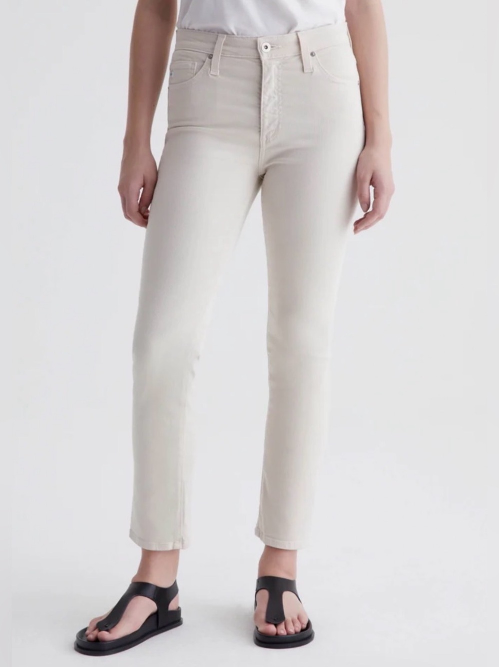 AG Adriano Goldschmied Mari Crop Mid-Rise Slim Straight in Opal Stone
